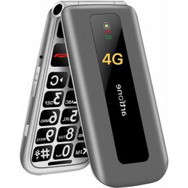 Mevronisshop-F30 Gris Argenté - 4g Telephone Portable Senior Débloqué¿Téléphone Portable À Clapet Avec Grandes Touches¿Bouton Sos¿Écran De 2.4" ¿Station De Charge¿Fonction De Rappel De L'heure¿Radio