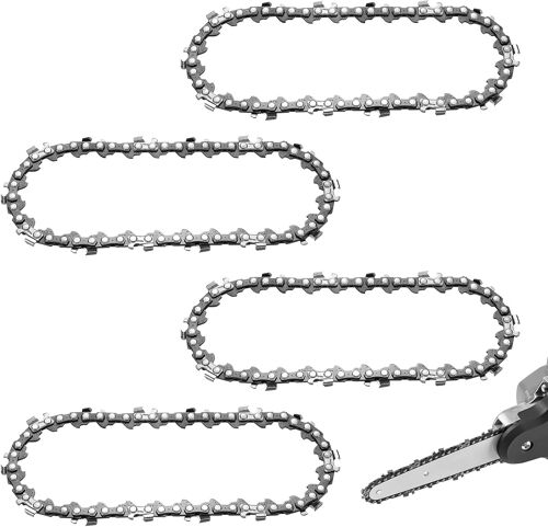 MEVRONISSHOP-4 Pièces Chaine Tronconneuse 10 cm, Chaine de Tronconneuse, Mini Chaînes de Tronçonneuse de 4 Pouces, Mini Chaînes pour Tronçonneuse Portatives Sans Fil, avec Guide Meule 28 Drive Links