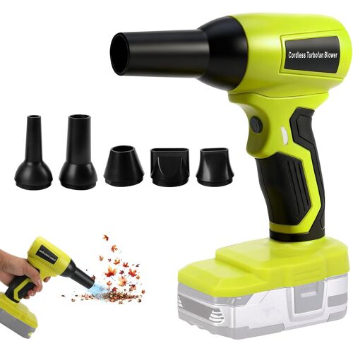 MEVRONISSHOP-Souffleur à Feuilles sans Fil pour Ryobi 18V, Nettoyeur de poussière Portable sans balais, 130 000 TR/Min Vitesse réglable et 5 Buses pour Patio Chambre Maison (sans Batterie)