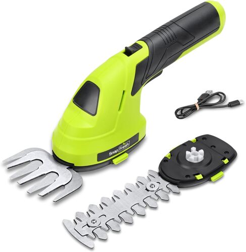 MEVRONISSHOP-Cisaille à Gazon Mini Taille Haie sans Fil avec Batterie 2 Lames CÂBLE USB-C Sculpte-Haies et Taille-Herbes de Jardin/Cour/Pelouse - Longueur de Lame: 122mm(Arbustes) / 84mm(Herbe)