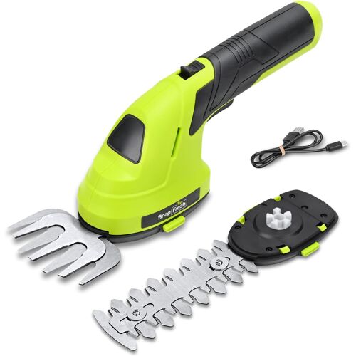 MEVRONISSHOP-Cisaille à Gazon Mini Taille Haie sans Fil avec Batterie 2 Lames CÂBLE USB-C Sculpte-Haies et Taille-Herbes de Jardin/Cour/Pelouse - Longueur de Lame: 122mm(Arbustes) / 84mm(Herbe)