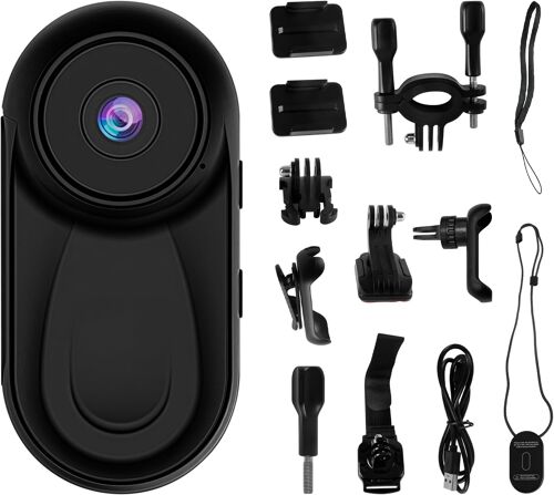 Mevronisshop-Mini Caméra D'action Avec Pouce, Hd 1080p Portable Avec Objectif Grand Angle De 130°, Caméra De Vlogging Portable Pour Cyclisme, Sport, Voyage