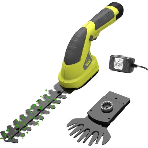 MEVRONISSHOP-2 en 1 Cisailles à Gazon,Batterie 7.2V, Largeur de Lame de 100, pour Couper Les Haies, Les pelouses, Comprend Un Tailleur portatif, Une Batterie et Un Chargeur DE-T1502