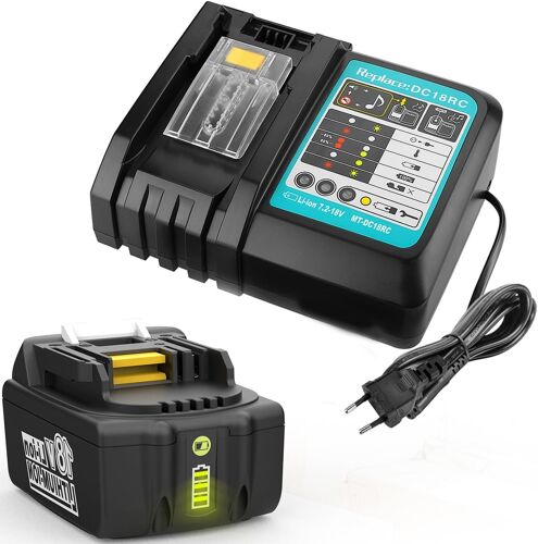 MEVRONISSHOP-Energup BL1840 18V 4,0Ah Batterie de Remplacement + Chargeur pour Batterie BL1815 BL1830 BL1840 BL1850 DC18RA DC18RC