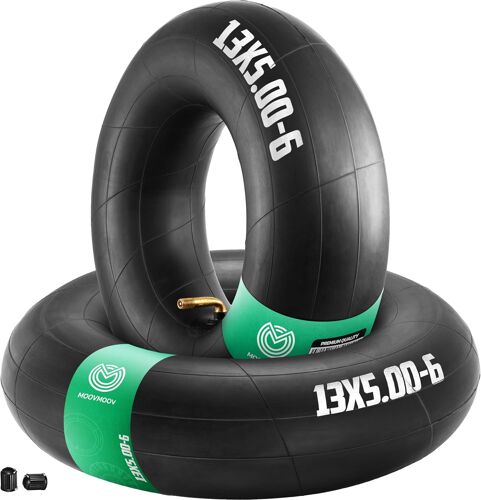 MEVRONISSHOP-MoovMoov Chambre à Air 13x5.00-6 pour pneus de Tracteur Tondeuse, Tondeuse Autoportée, Pocket Quad et Remorque de Jardin - Jante 6 pouces - Valve coudée - Lot de 2