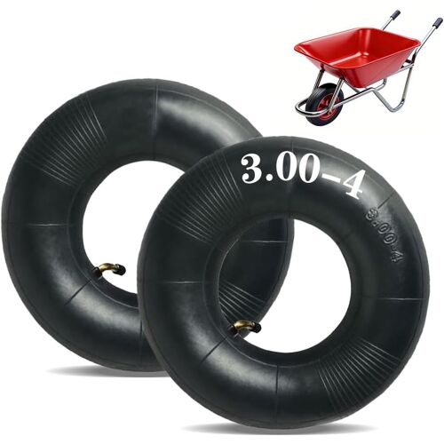 MEVRONISSHOP-Lot de 2 chambres à air pour brouette, chambre à air de rechange 3.00-4, pneu de rechange pour roue pneumatique avec une forte capacité de charge, tige de valve incurvée, diable, chambre