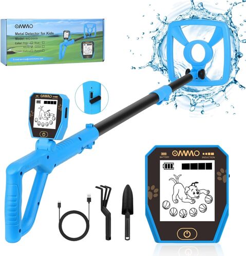 MEVRONISSHOP-Type-C Détecteur de Métaux Enfants, 72-100cm Réglable Détecteur de Métaux Rechargeable avec Écran LCD, Haute Sensibilité, IP67 Étanche pour Exploration en Plein Air, Recherche de Métaux