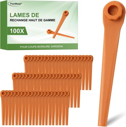 MEVRONISSHOP-Lot de 100 lames de rechange PA6 RotorCut compatibles avec le Coupe-Bordures Gardena, Lame en plastique pour Gardena Coupe-Bordures sans Fil