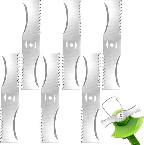 MEVRONISSHOP-6 Pièces Lames de Rechange pour Tondeuses Gazons, Lame Tondeuse Gazon Acier, 150mm Lame de Tondeuses Gazon, Lames Rechange pour Coupe-Herbe, pour Tondeuse à Gazons, Coupe Bordure