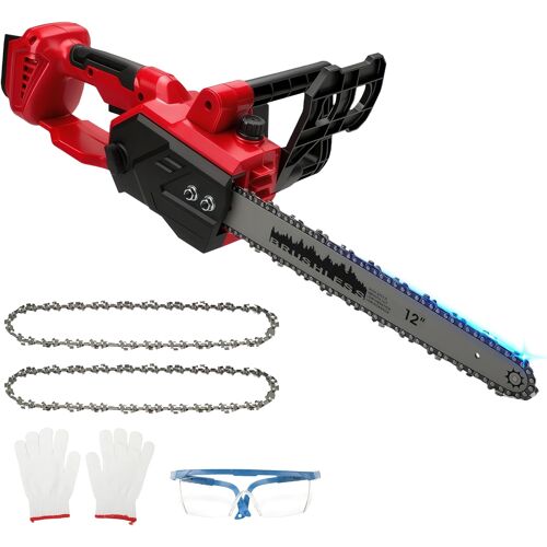 MEVRONISSHOP-Tronçonneuse électrique sans fil 12"" compatible avec Milwaukee M18 18 V, avec moteur sans balais, lame de 30 cm, vitesse de chaîne 10 m/s, système de lubrification automatique (sans batt