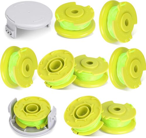 MEVRONISSHOP-11 Pièces Fil Coupe Bordure Bobine de Fil Debroussailleuse Fil Rotofil Compatible avec Ryobi One + 18V 24V 40V Coupe Bordure Ø2.0mm 3,4M Bobine Fil Coupe Bordure (9 Fil Rotofil + 2 Couve