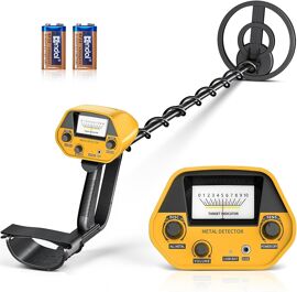 MEVRONISSHOP-Détecteur de métaux, kit Professionnel Rechargeable pour Adultes et Enfants, Haute précision, étanche, réglable en Hauteur, détecteur d'or 78-108 cm avec Bobine de Recherche de 25 cm (Ja