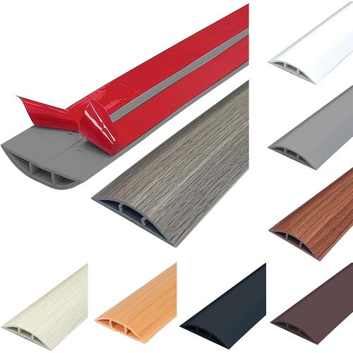 MEVRONISSHOP-Protège-câble de Sol, PVC Flexible, Autocollant, 5m, Gris Bois