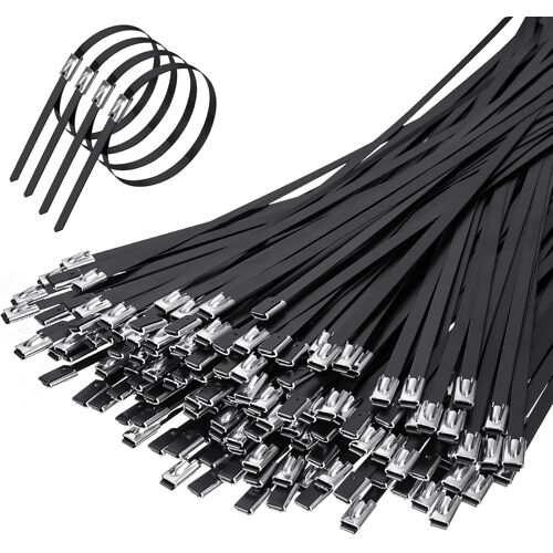 MEVRONISSHOP-Collier de Serrage Métallique 300 × 4,6mm, 200 Pièces Attache Cable INOX, Attaches de Câble Robustes, Collier de Serrage INOX Autobloquante, pour Enroulement D'échappement, Câbles, Clôtu