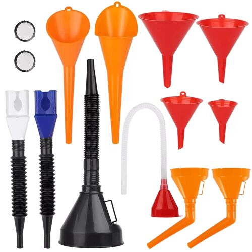 Mevronisshop-Kit D'entonnoir Automobile 12 Pièces Entonnoir Carburant Avec Flexible Et Filtre Entonnoir Huile Moteur En Plastique À Long Col Pour Remplir Essence Huile Liquide De Refroidissement