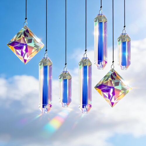MEVRONISSHOP-Lot de 7 Attrape-Soleil en Cristal pour Fenêtres,Attrape-Soleil en Verre K9,Attrape-Soleil Arc-en-Ciel,Pendentif Kristal pour la Maison,pour Décoration de Fenêtre,Artisanat
