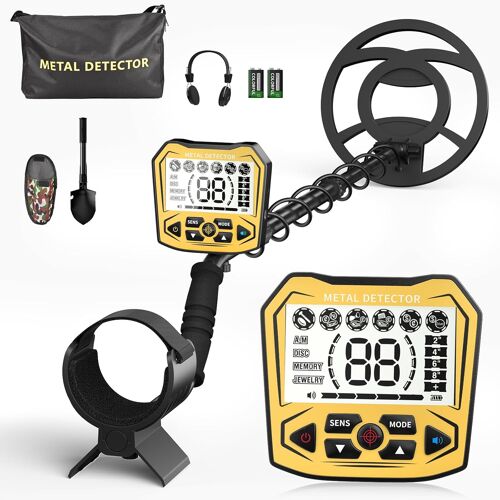 MEVRONISSHOP-Détecteur de métaux Haute précision, Longueur réglable de 113-141 cm, 5 Modes, détecteur de métaux Professionnel avec écran LCD, Bobine de Recherche étanche IP68