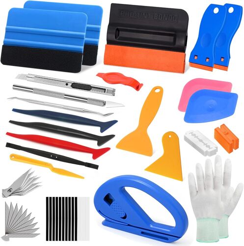 Mevronisshop-Kit De Film Vitre Teintée Voiture, 70 Pièces Kit Covering Outils De Film, Comprenant Un Grattoir En Plastique, Cutter, Spatule Plastique, Pour Film Vitre Teintée Voiture,Stickers Meuble