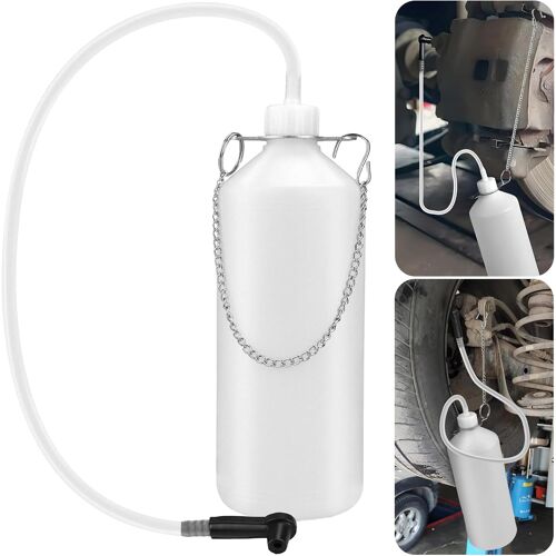 MEVRONISSHOP-Bouteille de récupération de Liquide de Frein,Réservoir de Liquide de Frein 1L,Frein Purge de Circuit,avec Tuyau de 60cm et raccord en Caoutchouc pour récupérer Le Liquide de Frein