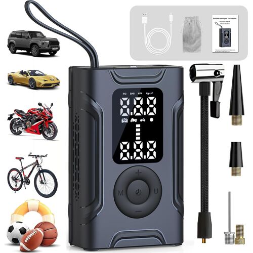 Mevronisshop-Gonfleur Pneus Voiture Sans Fil Compresseur À Air Portatif 150 Psi, Pompe A Velo Avec Type-C Usb Charge Led, Arrêt Automatique Gonfleur Electrique 5 Modes Voiture Moto Velo Ballon Custom