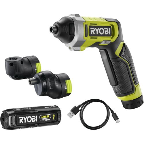 MEVRONISSHOP-Tournevis 4V USB Lithium Kit Complet RSD4-120TA2 - Têtes Interchangeables - Pour Vissage Angles, Ras de Paroi & Tiroirs - Inclus Batterie 2,0Ah & Câble