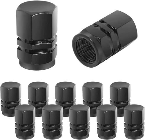 Mevronisshop-Bouchon Valve Pneu Voiture, 12 Pièces De Cache-Poussière De Roue De Voiture En Aluminium, Imperméable Et Anti-Résistant, Valve De Pneu Universelle Pour Voitures, Camions, Motos (Noir)