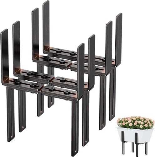 Mevronisshop-Lot De 4 Supports De Jardinière En Forme De H - Sans Perçage - Convient Aux Jardinières De 15 À 23 Cm Et Aux Balustrades De Balcon De 1,5 À 32 Cm - Support De Jardinière Pour Rebord De F
