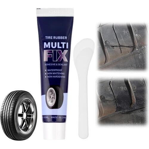 Mevronisshop-Flintronic 50ml Reparation Pneu Voiture, Colle Pneu Voiture, Colle Meche Pneu, Colle Vulcanisante Caoutchouc Pneu, Réparez Rapidement Les Fissures, Trous Et Le Pelage De Divers Caoutchou