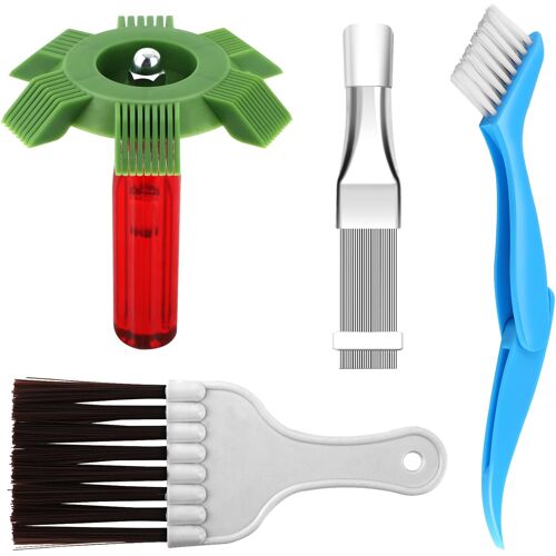MEVRONISSHOP-Brosse De Nettoyage Condenseur De Climatiseur, 4 PièCes Kit Nettoyage Climatisation Split, Brosse De Nettoyage D'Ailerons De Climatisation, Peigne à Condensateur Climatiseur Pour Les RéF
