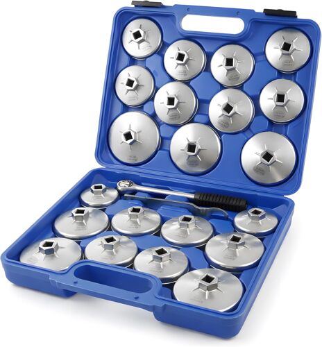Mevronisshop-Katsu Lot De 23 Clés À Filtre À Huile, 1/2"" Hexagonal 65-101 Mm Outil De Retrait De Douille De Filtre À Huile En Aluminium Pour Réparation Automobile De Garage Avec Étui De Rangement 450