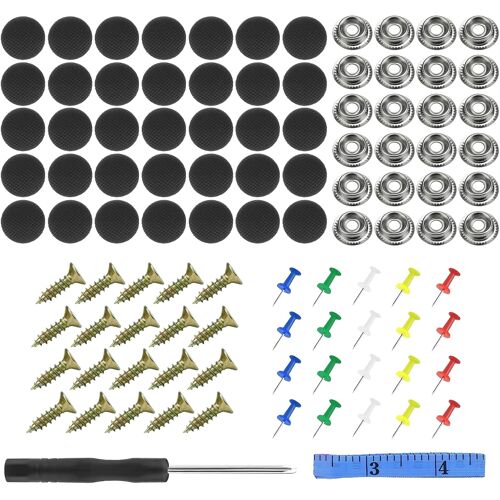 Mevronisshop-65 Pièces Ciel Boucle Fixe De Toit De Voiture, Kit De Rivets De Réparation De Toit De Voiture, Bouton D'outils De Toit De Voiture, Pour Tous Les Véhicules, Gris, Avec Épingles