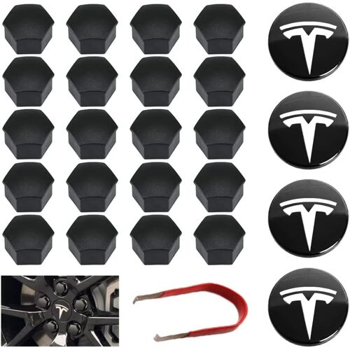 Mevronisshop-Ensemble Couverture De Roue Capuchon De Moyeu Central Magic Select, Compatible Avec Tesla Voiture Modèle 3. (4 Enjoliveurs Centraux + 20 Capuchons D'écrou)