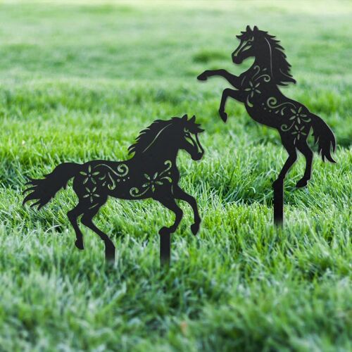 Mevronisshop-2 Piquet De Jardin Décoratif En Métal Cheval Au Galop, Statues D'extérieur De Cheval Noir Animaux Ornements De Jardin Cadeaux Décoration Artistique Piquets Pour Extérieur