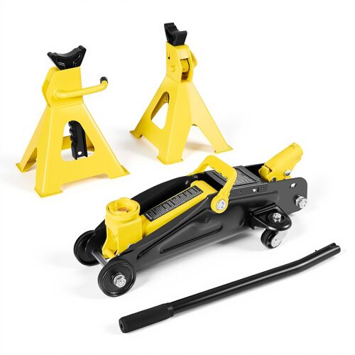 Mevronisshop-Cric Hydraulique À Profil Bas Capacité 2 T, Cric Rouleur En Acier Avec Chandelles, Plage De Levage 13-31 Cm, Avec Pompe De Levage Rapide À Piston Unique, Pour Lever Suv, Entretien Auto