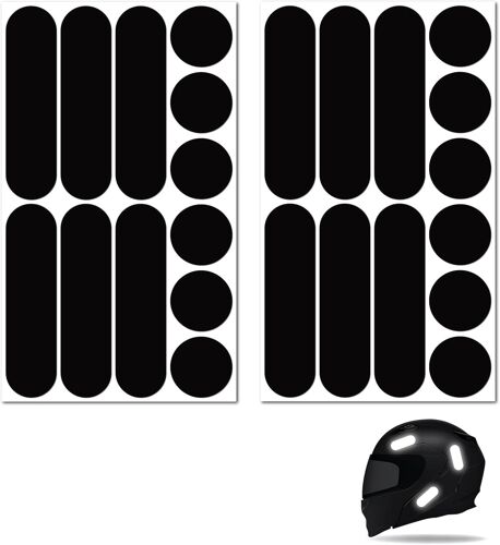 Mevronisshop-24 Adhésives Réfléchissantes Autocollants Rétro Réfléchissants, Stickers Réfléchissant Convient Pour Vélo Moto Casques Trottinettes Accessoires, Haute Visibilité Nocturne Adhésifs De Séc
