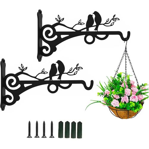 Mevronisshop-2pcs Supports Panier À Suspendre, Hanging Plant Holder, Supports Jardin Suspendus Cintres Pot Fleur Avec Vis, Pour Lanternes, Paniers Suspendus, Cages À Oiseaux (Deux Oiseaux A)