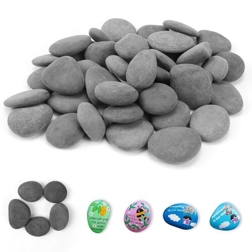 Mevronisshop-Lot De 40 Pierres Plates À Peindre - En Pierre Naturelle - Pour Des Images Colorées Et Des Jardinières Décoratives Et Des Aquariums