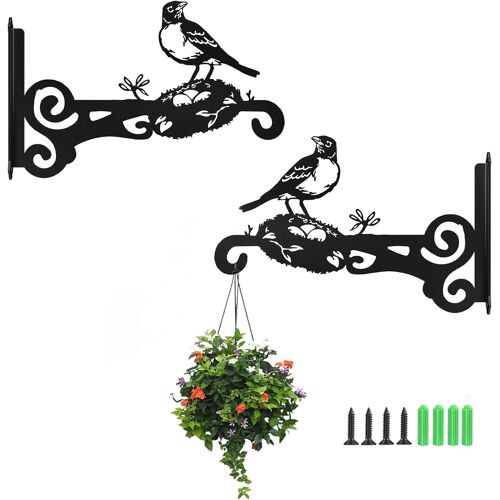 Mevronisshop-Lot De 2 Supports Muraux Pour Panier À Suspendre - Pour Plantes - En Fer - Convient Pour La Décoration De Jardin, Pots De Fleurs, Guirlande Lumineuse
