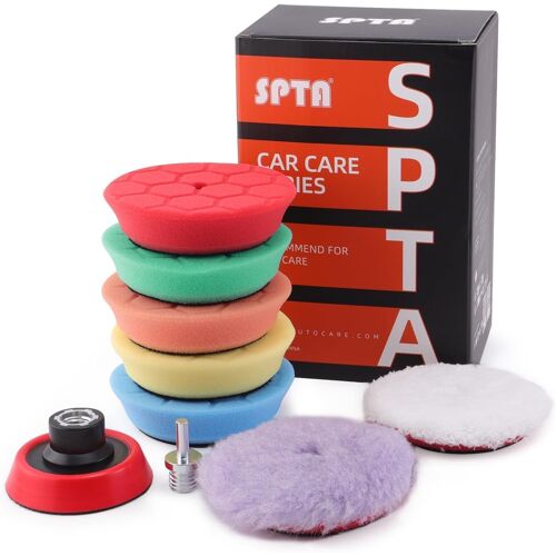 MEVRONISSHOP-Set Éponge de Polissage, 9 Pièces 80mm Hex Logic Polissage Pad Éponge polir Kit Tampon en Laine d'agneau pour 80mm pour Polisseuse Machine - FLPS3MIX
