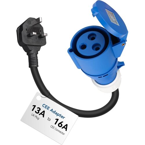 Mevronisshop-Adaptateur Fiche Mâle Uk 3-Pin 13a Vers Prise Femelle Cee P17 16a 2p+T (50 Cm, Ip44, Max. 13a, 3g2,5mm²) - Adaptateur Ev Pour Chargeurs Et Bornes De Recharge 3,7 Kw Pour Voiture Électriq