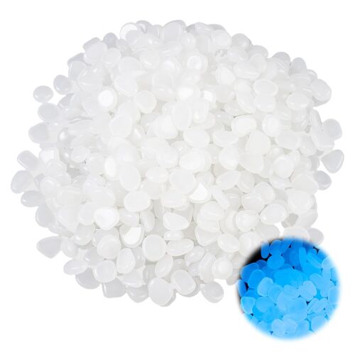 Mevronisshop-500 Pièces Pierres Lumineuses Cailloux Blanc Jardin, 1-1.5 Cm Galet Phosphorescent Exterieur, Galets Lumineux Cailloux Dans L'obscurité, Caillou Decoratif Exterieur Pour Aquariums, Pots,