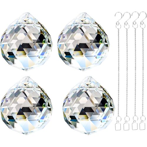 MEVRONISSHOP-ADWIKOSO Lot de 4 Pcs 40MM Attrape-soleil pendentifs en forme de boule de cristal avec prisme Feng Shui pour décoration de fenêtre de mariage, maison (40 mm)