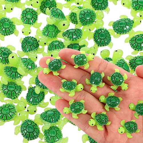 Mevronisshop-Lot De 60 Petites Tortues Miniatures Vertes - Décoration De Mini Tortue - Figurines Miniatures De Tortue De Mer - Petites Statues De Tortue De Mer Pour Jardin, Fée, Micro Paysage, Plante