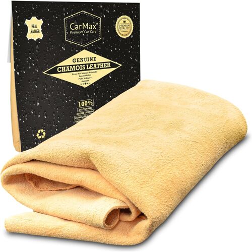 Mevronisshop-Peau De Chamois Naturelle Qualité Premium Large Carmax ¿ Fabriqué En Europe - Parfait Pour Sécher Les Fenêtres, Miroirs, Intérieurs Et Extérieurs, Super Douce Et Hautement Absorbante