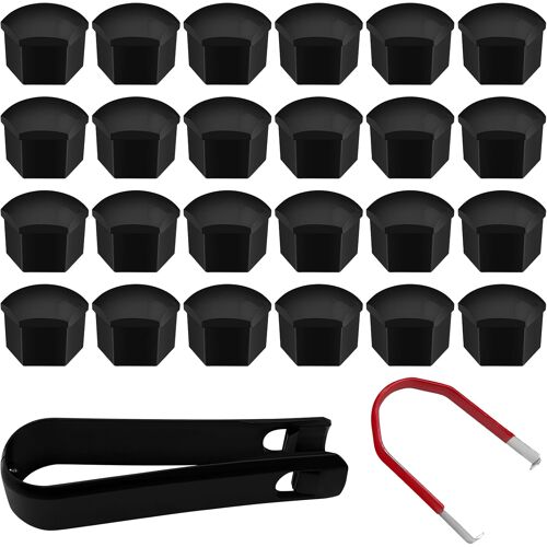 Mevronisshop-24 Pièces Cache Ecrou, Cache Ecrou 17mm, Cache Écrou De Roue, Capuchons D'écrou De Roue Universel, Avec 2 Outil Demontage, Cache Boulon, Pour La Plupart Des Voitures, Noir