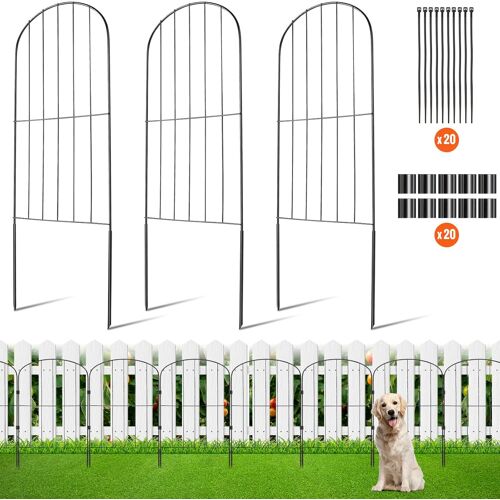 Mevronisshop-Clôture De Jardin En Métal 61x33cm Clôture De Jardin Lot De 10 Sans Creusage Barrière Pour Animaux Espacement De Pointes 5,08cm Métallique Décorative Pour Chien Cour Terrasse Extérieur N