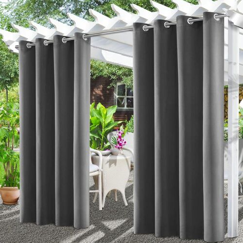 Mevronisshop-Rideaux D'extérieur, Rideau Pour Pergola Imperméable, Rideau Exterieur Pour Terrasse Pare-Soleil Pour Balcon, Terrasse, Porche, Pergola, Belvédère(132 * 215cm, Gris)
