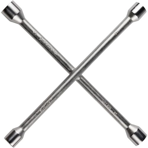Mevronisshop-Croix Roue Voiture - Clé Démonte Roue Aux Dimensions 17-19-21-23 Mm - Clés En Croix Pour Roues - Clé De Montage - Cle Demonte Roue Voiture - 27 X 27 Cm - Acier - Argent