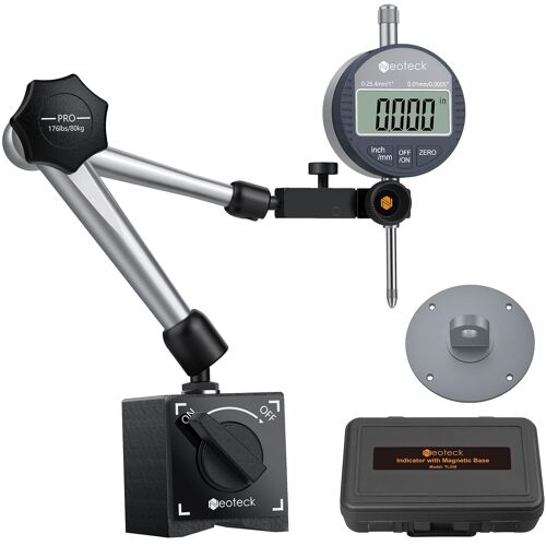 MEVRONISSHOP-Comparateur Numérique 0.01mm 0-25.4mm avec Base Magnétique 80kg, Comparateur Digital Précision pour Tour CNC Fraiseuse, Electronic Digital Dial Indicator Professionnel avec Boîte de Rang