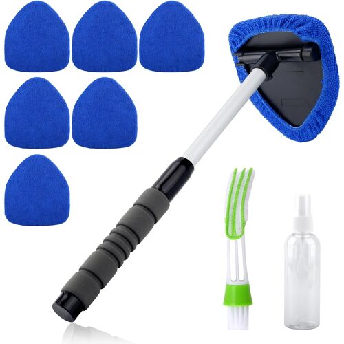 Mevronisshop-Lot De 9 Outils De Nettoyage De Pare-Brise De Voiture, Outils De Nettoyage Intérieur, Tête Rotative À 180°, Outil De Désembuage Extensible, Outils De Nettoyage De Vitres De Voiture Avec